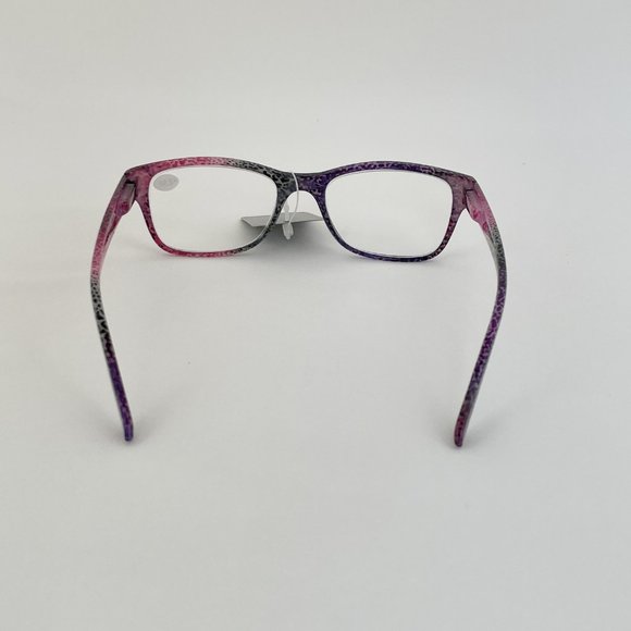 Bevi +2.50 Red & Purple Cheetah Square Reading Glasses - Picture 5 of 5